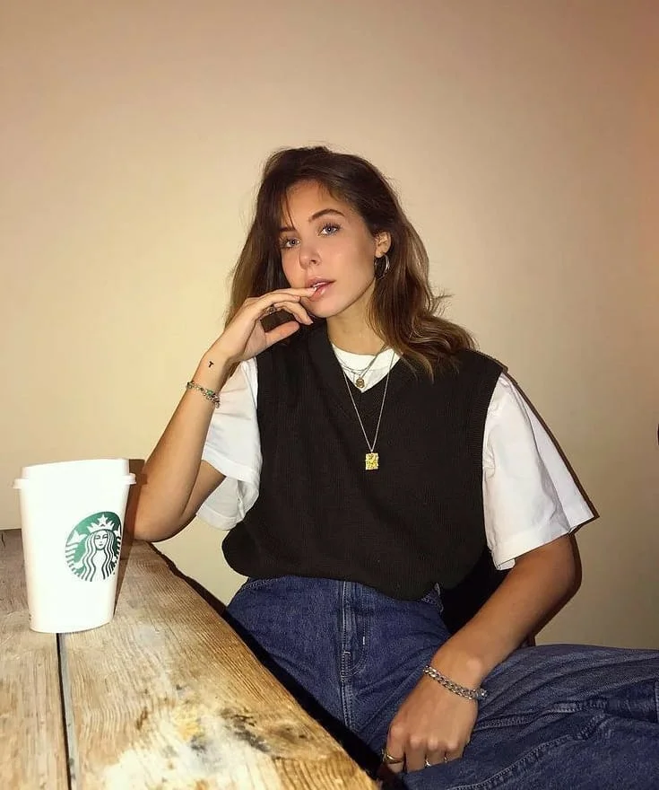 fall outfits with vests 2026 Minimal Black Knit That Never Misses