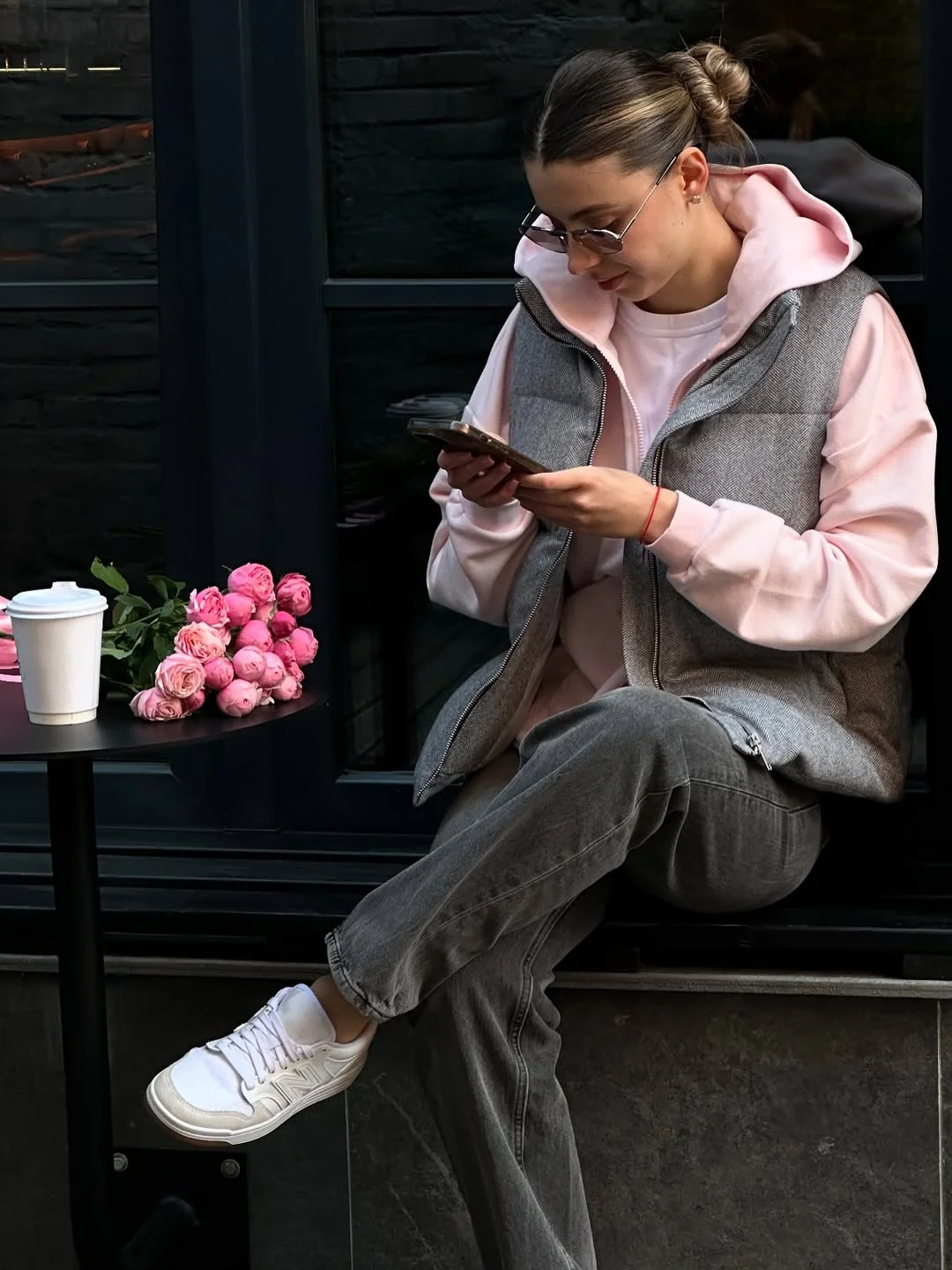 fall outfits with vests 2026 Soft Gray and Pink Layers for Everyday City Style