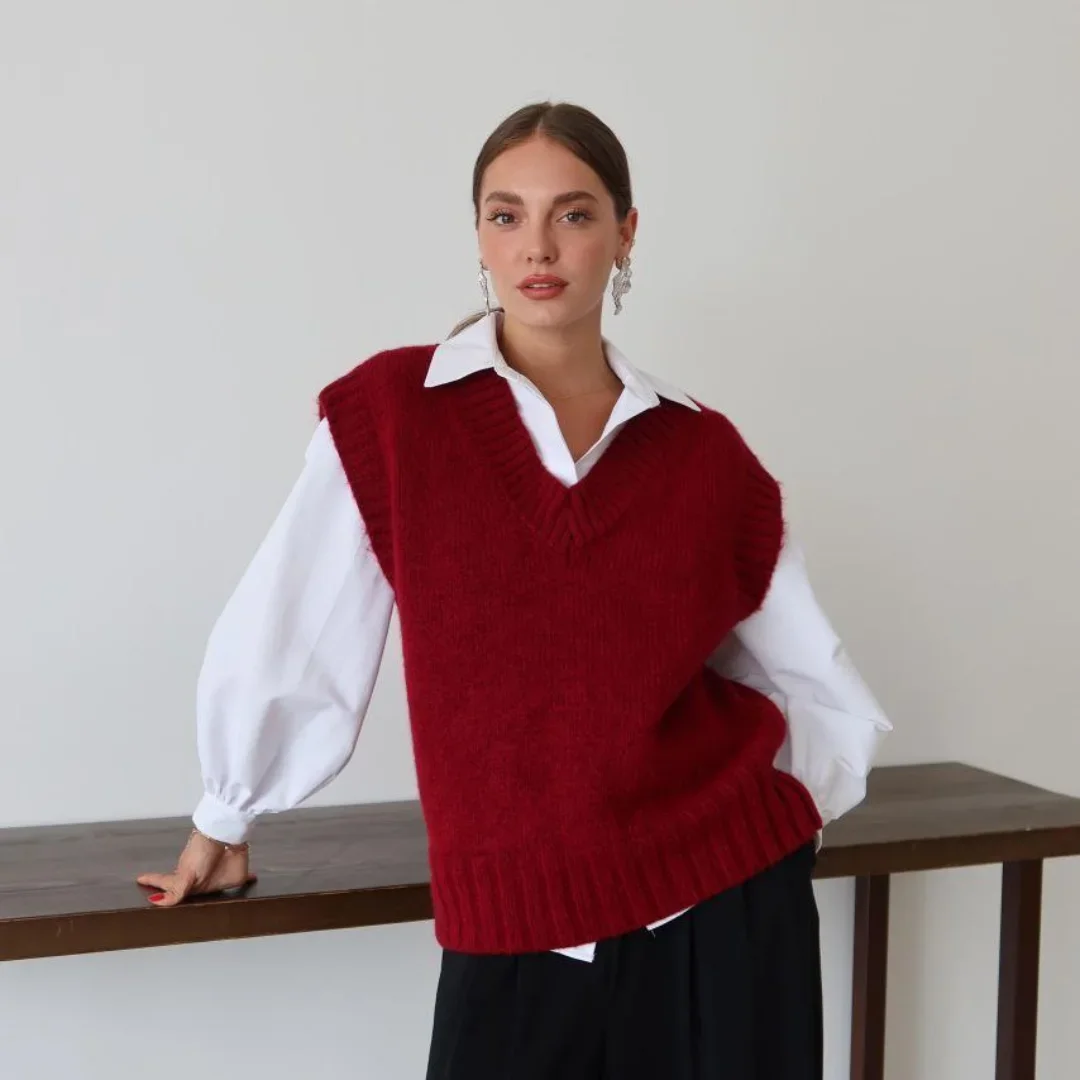 fall outfits with vests 2026 Classic Preppy Layers With a Bold Knit Vest