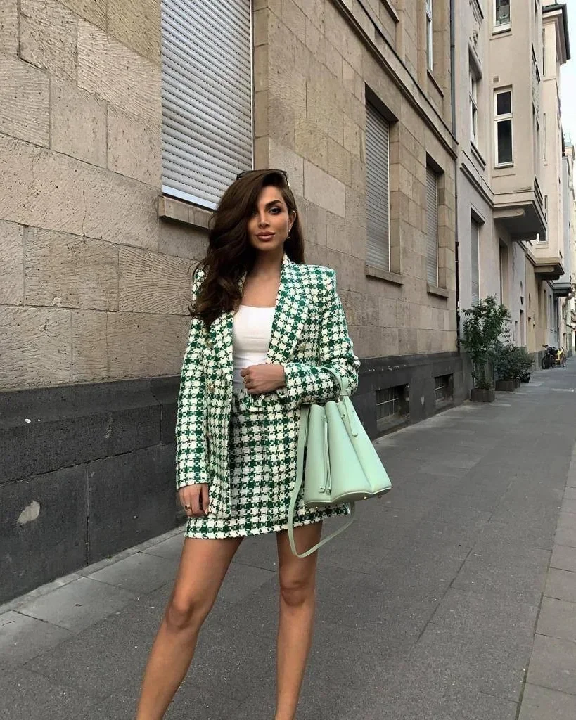 fall smart casual office outfits women 2026 Patterned Suit Sets That Bring Feminine Energy Into Office Fashion