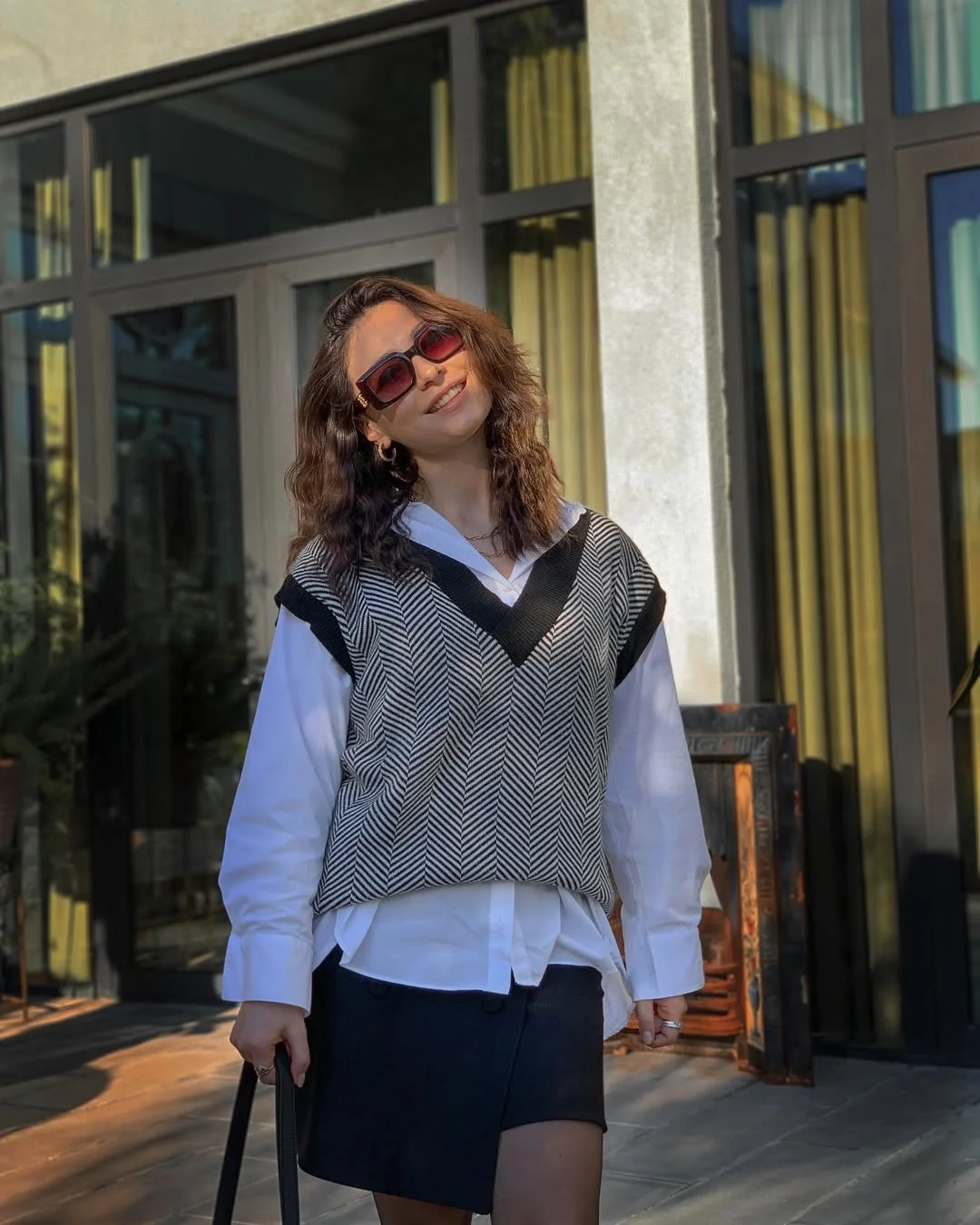 fall smart casual office outfits women 2026 Sweater Vests And Oversized Shirting With A Modern Preppy Twist