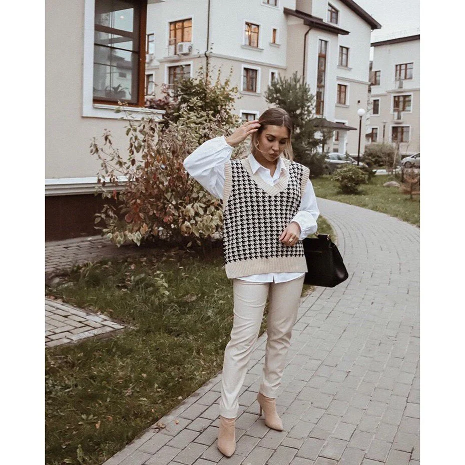 fall vest outfits for women 2026 Classic Tailoring Meets Modern Knit Layers