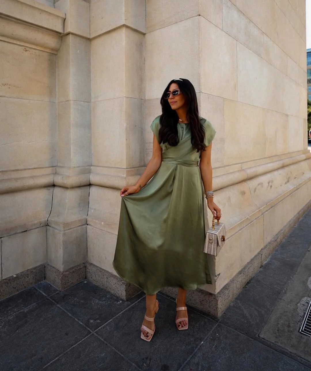 fall wedding guest dress 2026 Muted Green Satin For Elegant October City Weddings