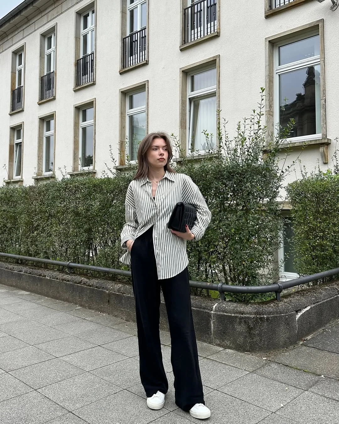 fall work outfits 2026 Relaxed Stripes And Wide-Leg Trousers For Modern Office Style