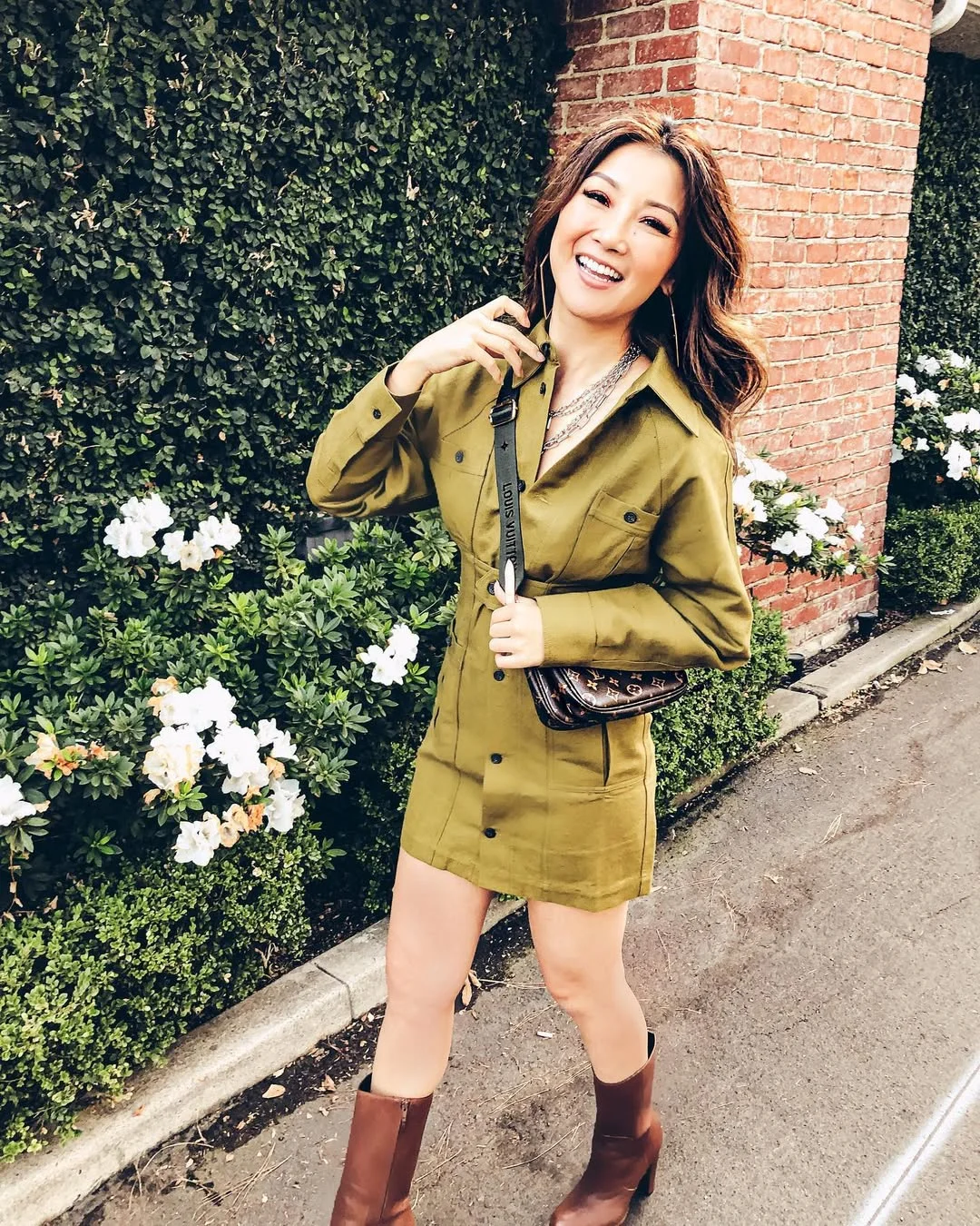 fall work outfits 2026 Utility Shirt Dresses With Tall Boots For Warm Autumn Days