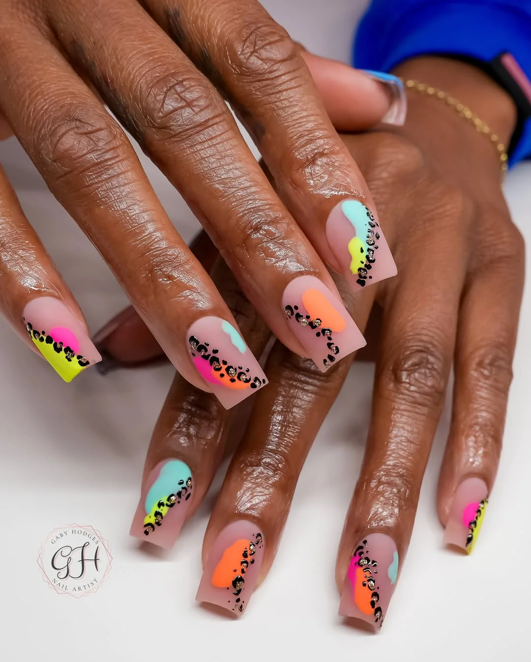 funky summer nails 2026 Neon Leopard Meets Modern Glam