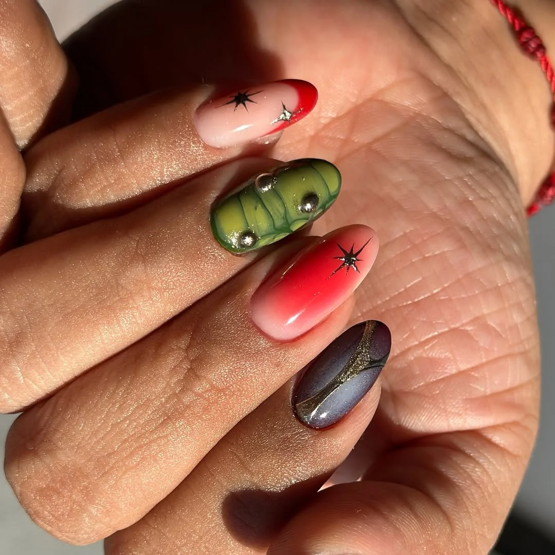 funky summer nails 2026 Retro Cosmic Color Story