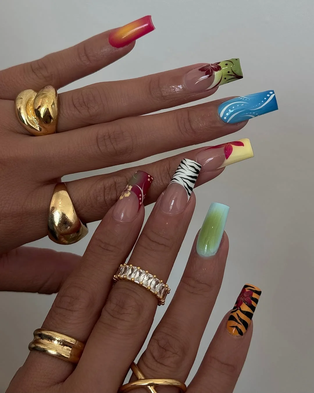 funky summer nails 2026 Mixed Prints for the Maximalist Summer