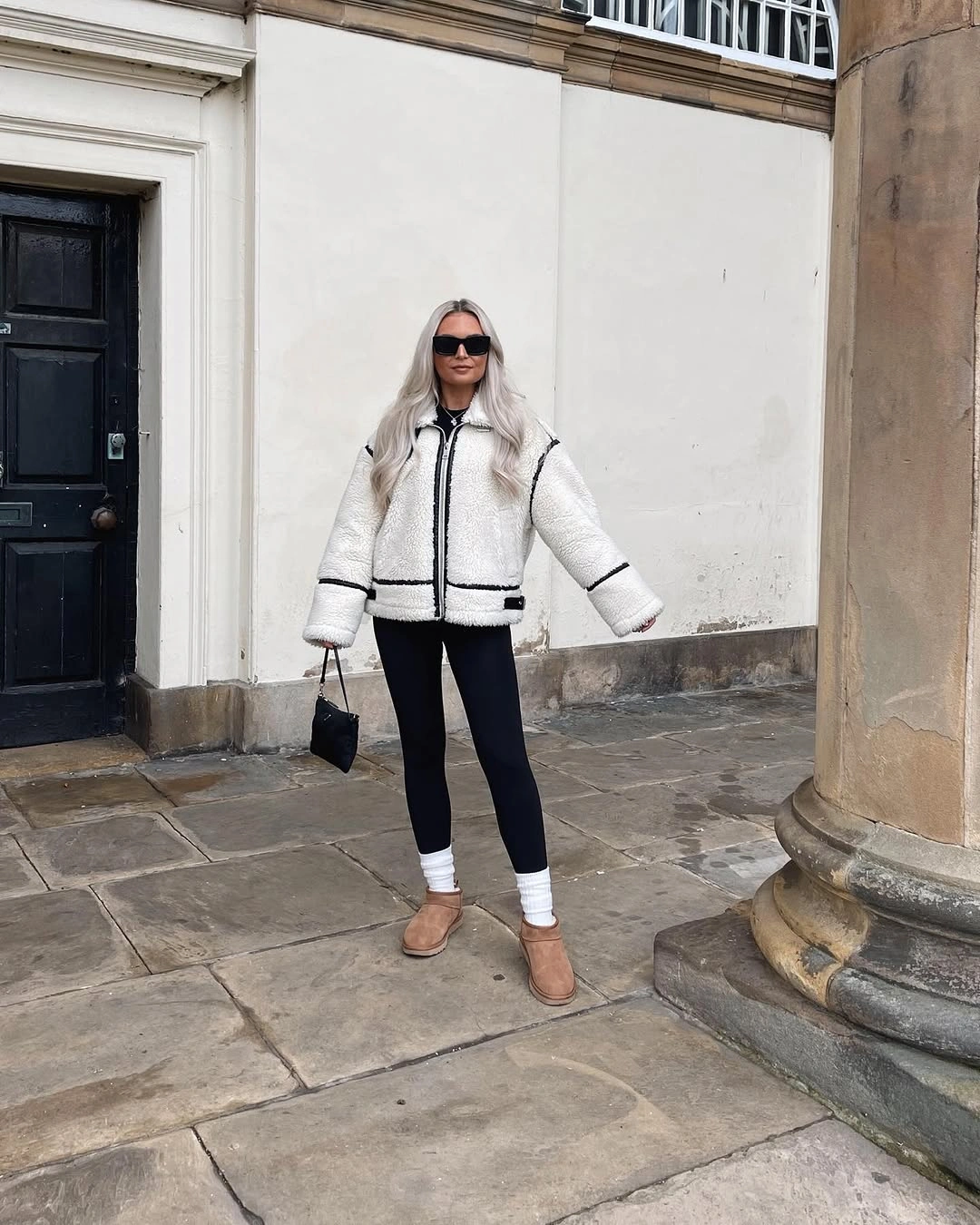 nice fall outfits 2026 Soft Sherpa Layers With Sleek Leggings Always Feel Effortless
