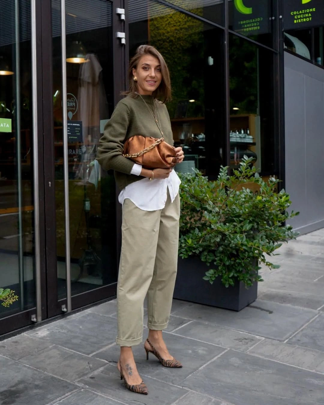 nice fall outfits 2026 Olive Knitwear And Tailored Pants Master Relaxed Elegance