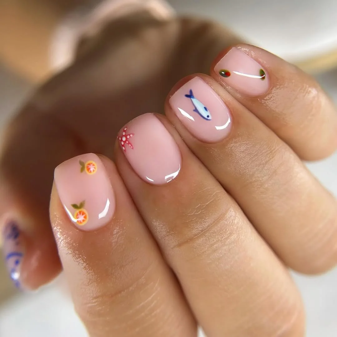 short squoval nails design 2026 Minimal Tangerine French for Effortless Style