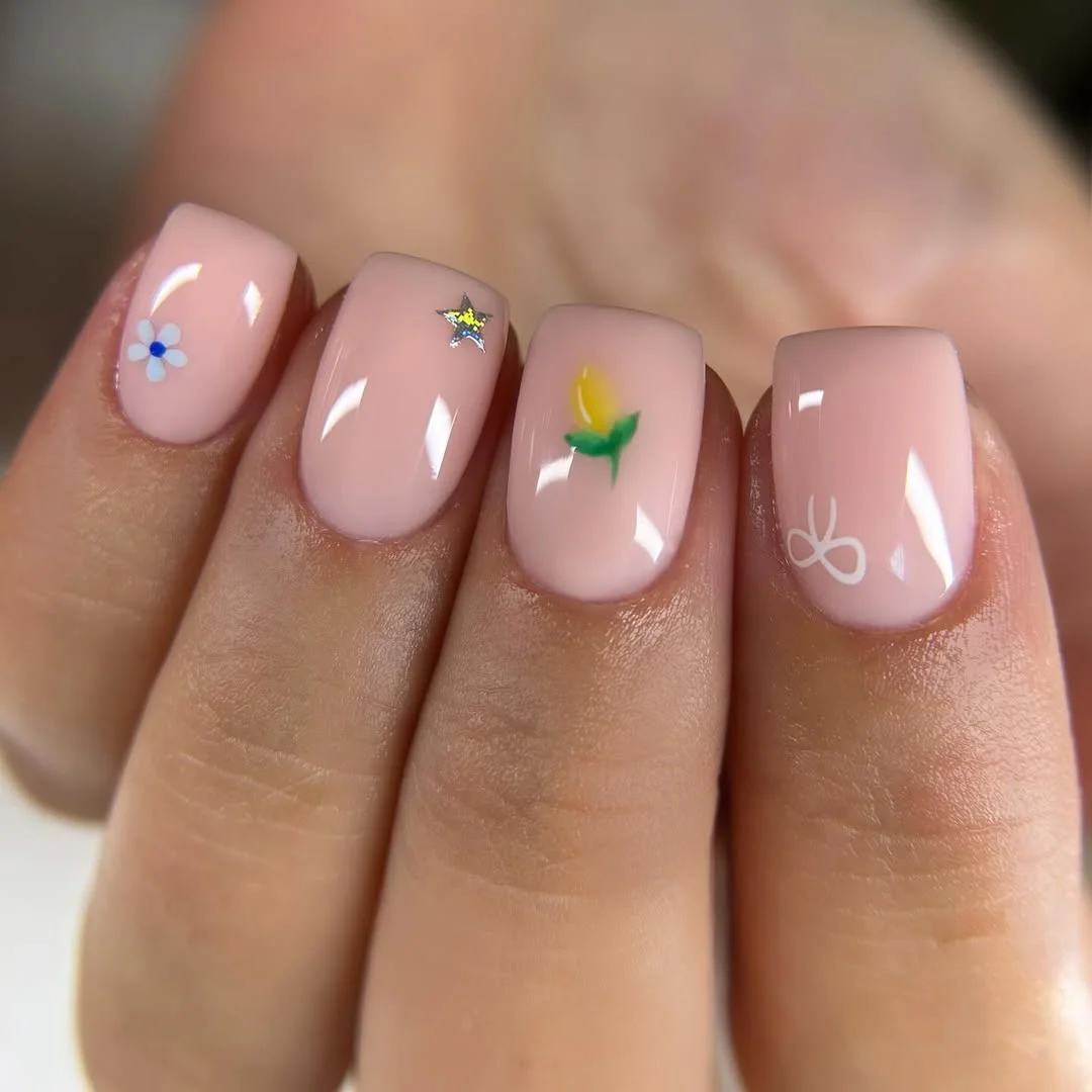 short squoval nails design 2026 Sweet Pastel Charms for Everyday Wear