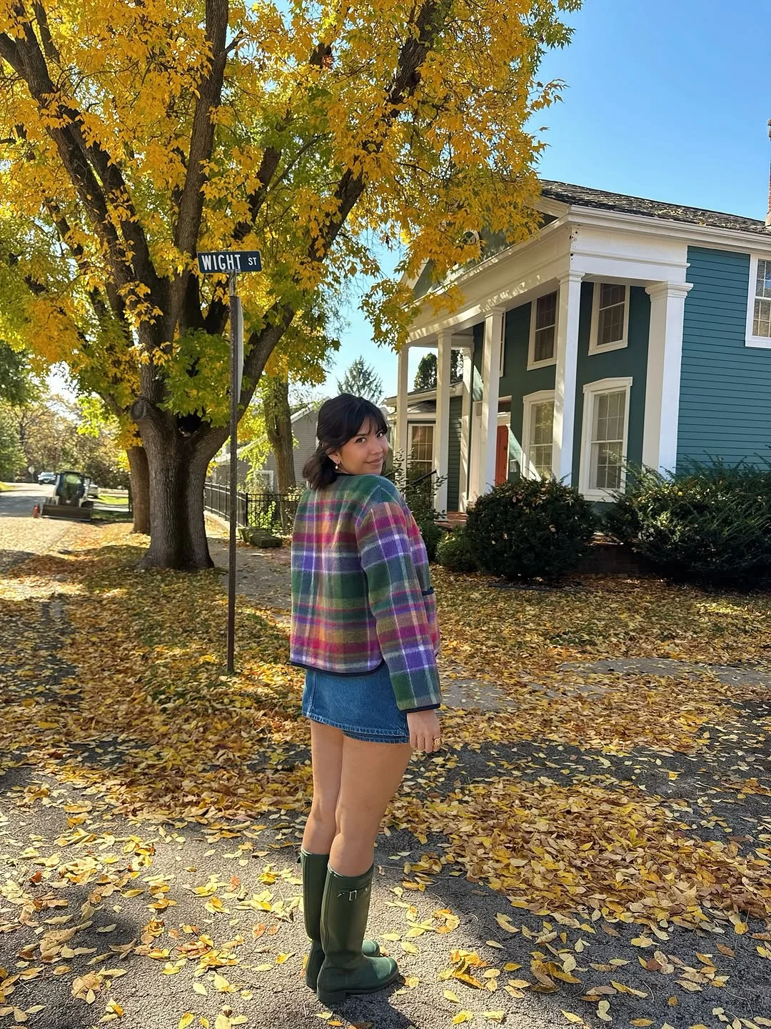 simple fall outfits 2026 Playful Plaid and Rain Boots for Colorful Autumn Days