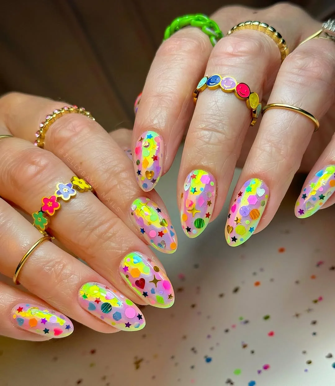 summer glitter nails 2026 Confetti Party Glitter Nails