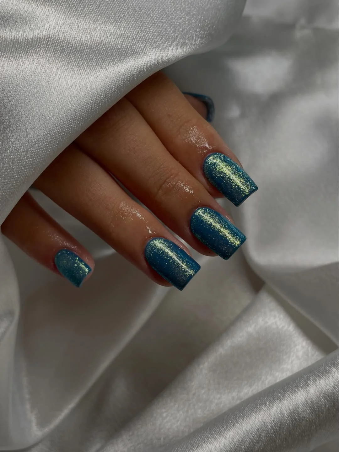 summer glitter nails 2026 Ocean Blue Shimmer Nails For Coastal Escapes