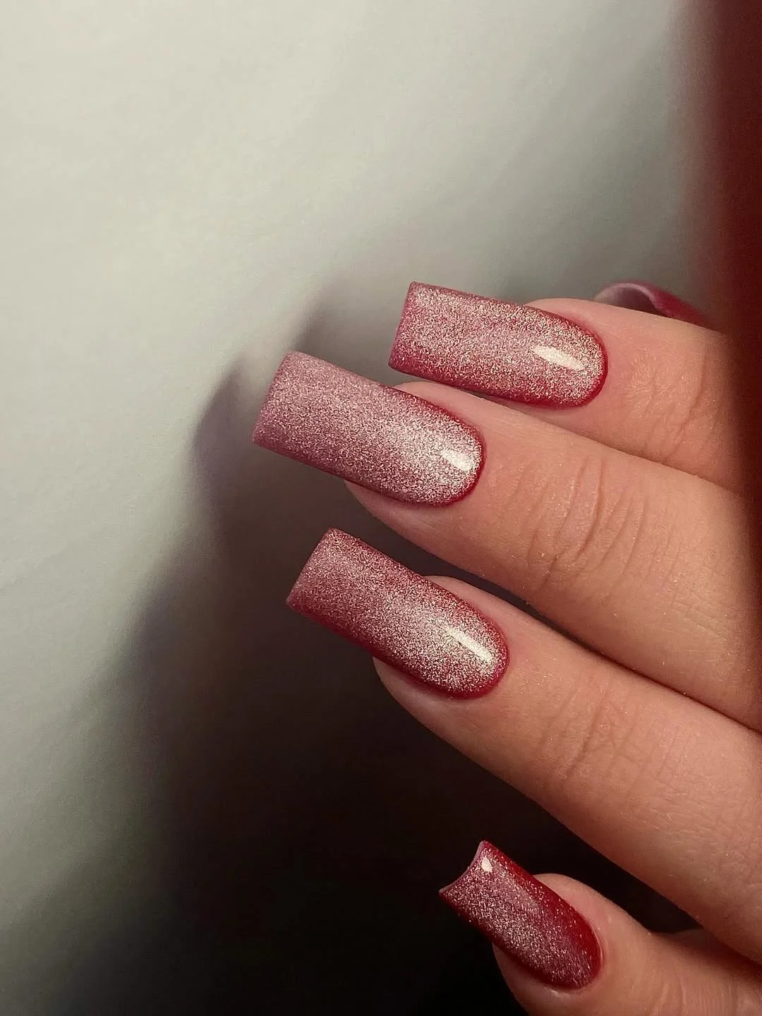 summer glitter nails 2026 Rose Quartz Glitter Velvet Nails