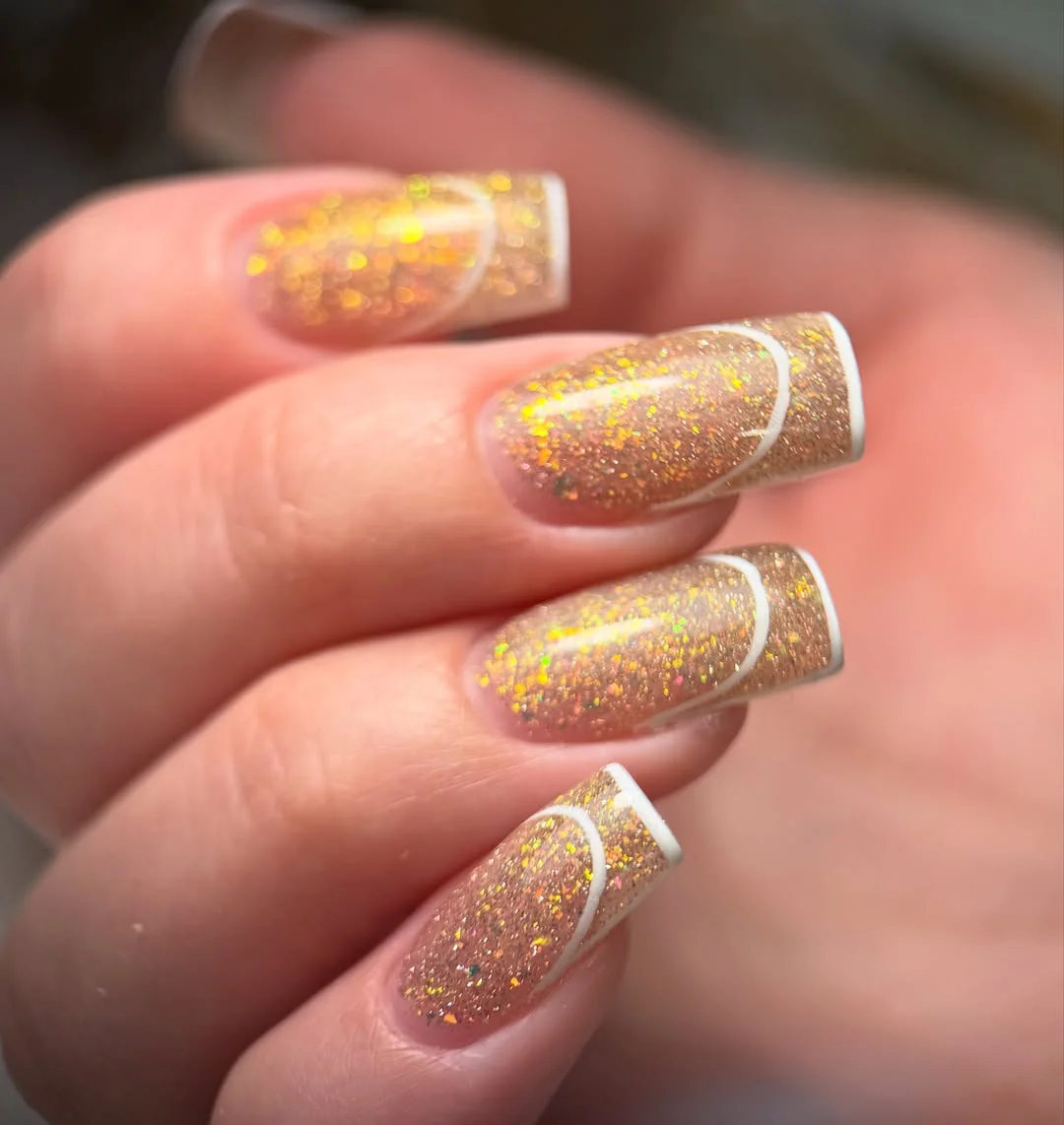 summer glitter nails 2026 Golden French Glitter For Endless Summer Evenings