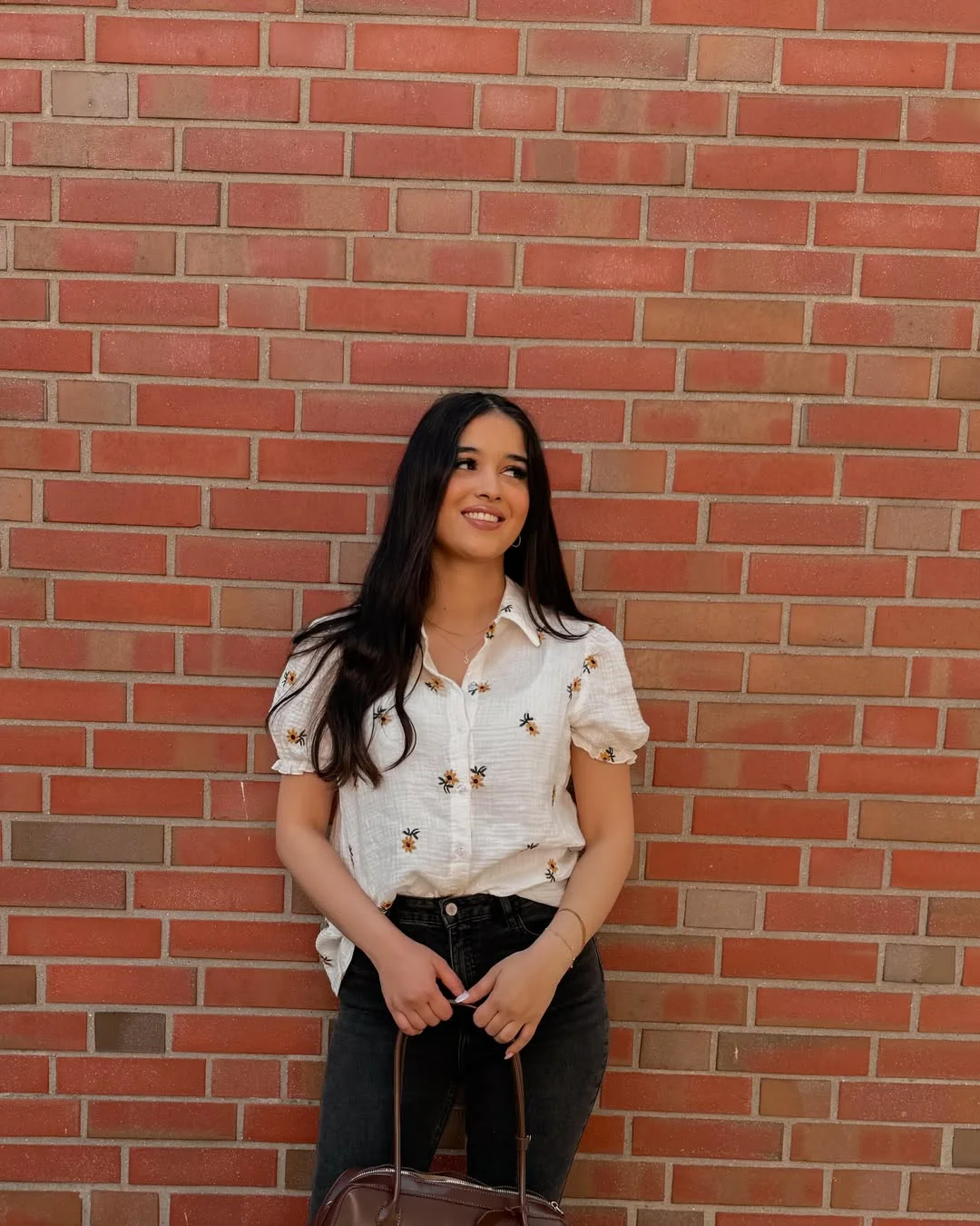 Summer to fall outfits 2026 Soft Floral Blouses Make Black Denim Feel Less Heavy