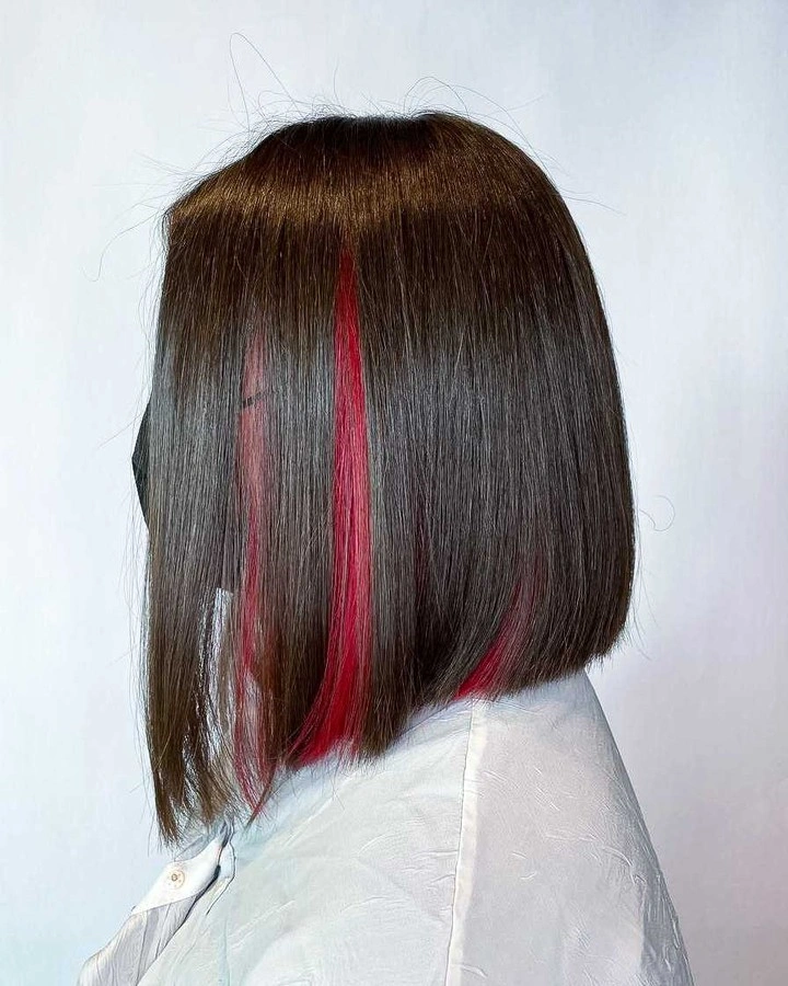 august hairstyles and color ideas 2026 Minimalist Sleek Bob With Hidden Crimson Accent