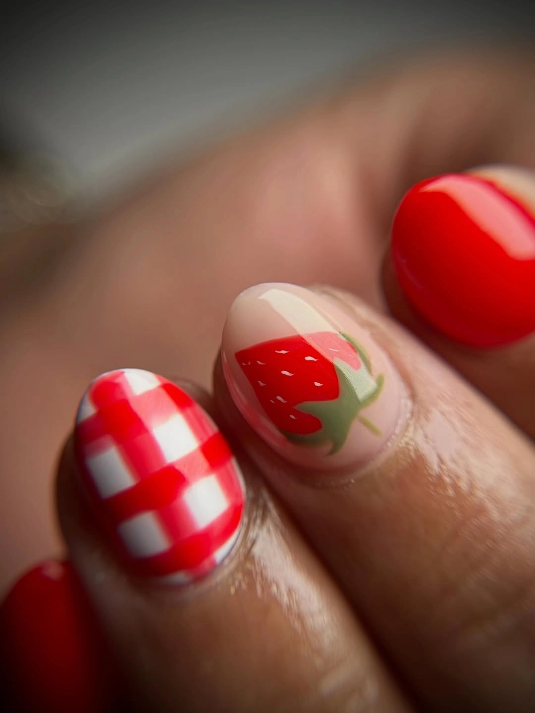 august nails color 2026 Picnic Strawberry Red That Feels Like the Last Sweet Weekend of Summer