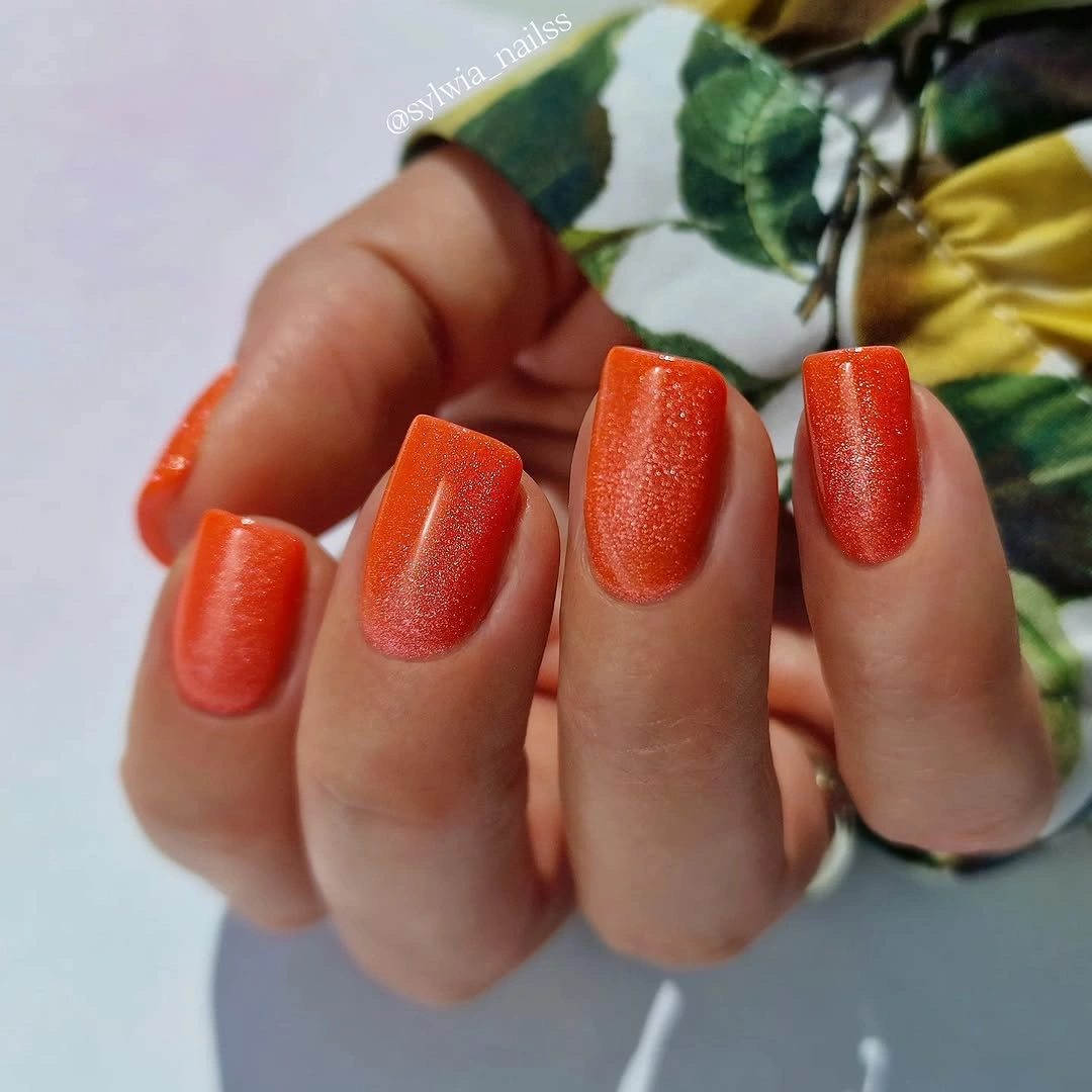august nails color 2026 Shimmering Tangerine for Sunset-Inspired Nails