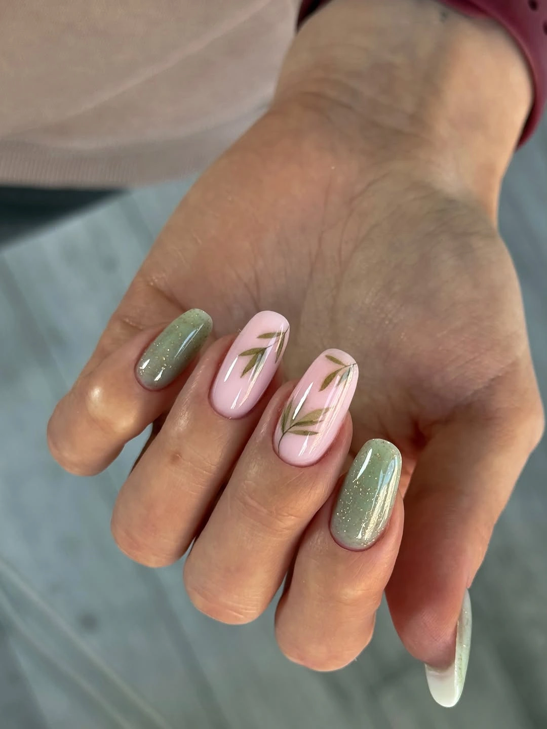 august nails ideas 2026 Soft Botanical Nails With Sage Green Elegance