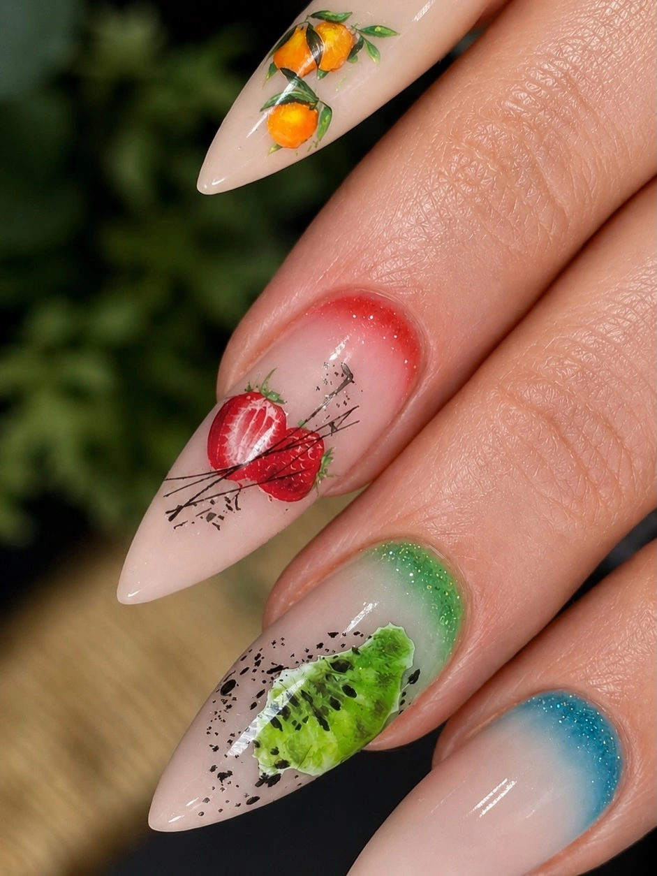 august nails ideas 2026 Fresh Fruit Nail Art That Celebrates Late Summer