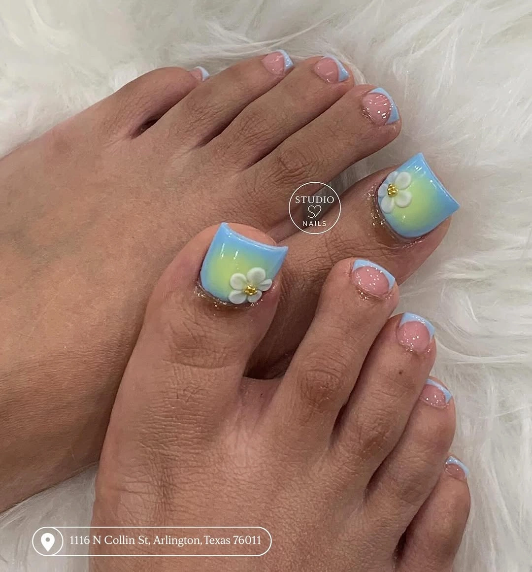 august toe nails 2026 Pastel Bloom French Tips with Delicate 3D Flowers