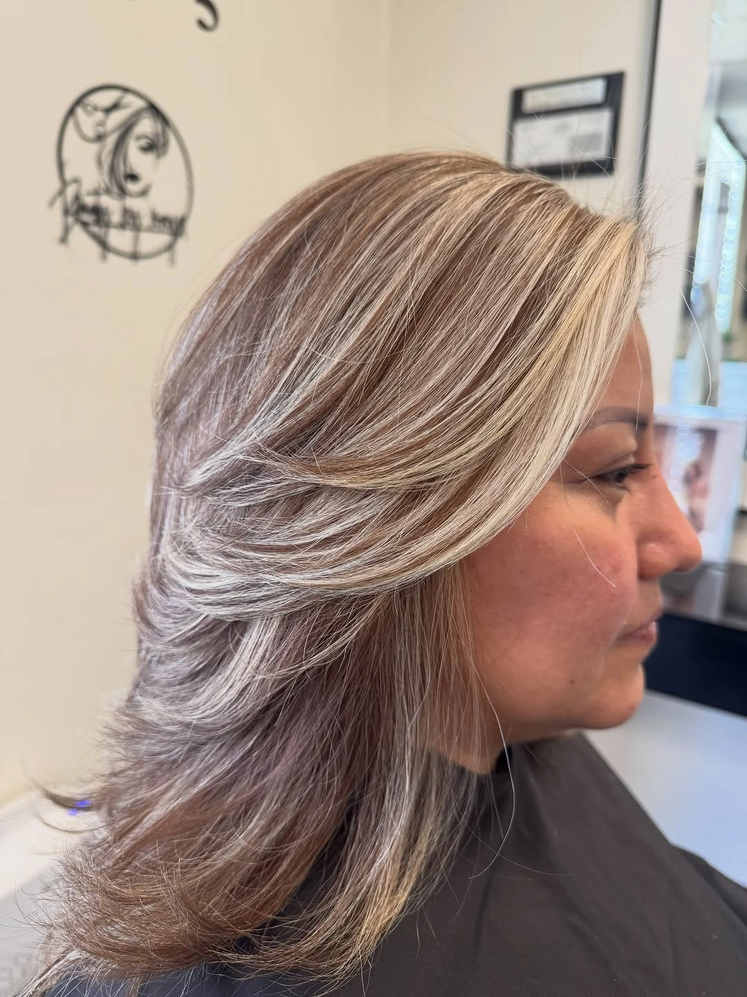 babylights hair ideas Layered Mushroom Blonde with Feathered Babylights