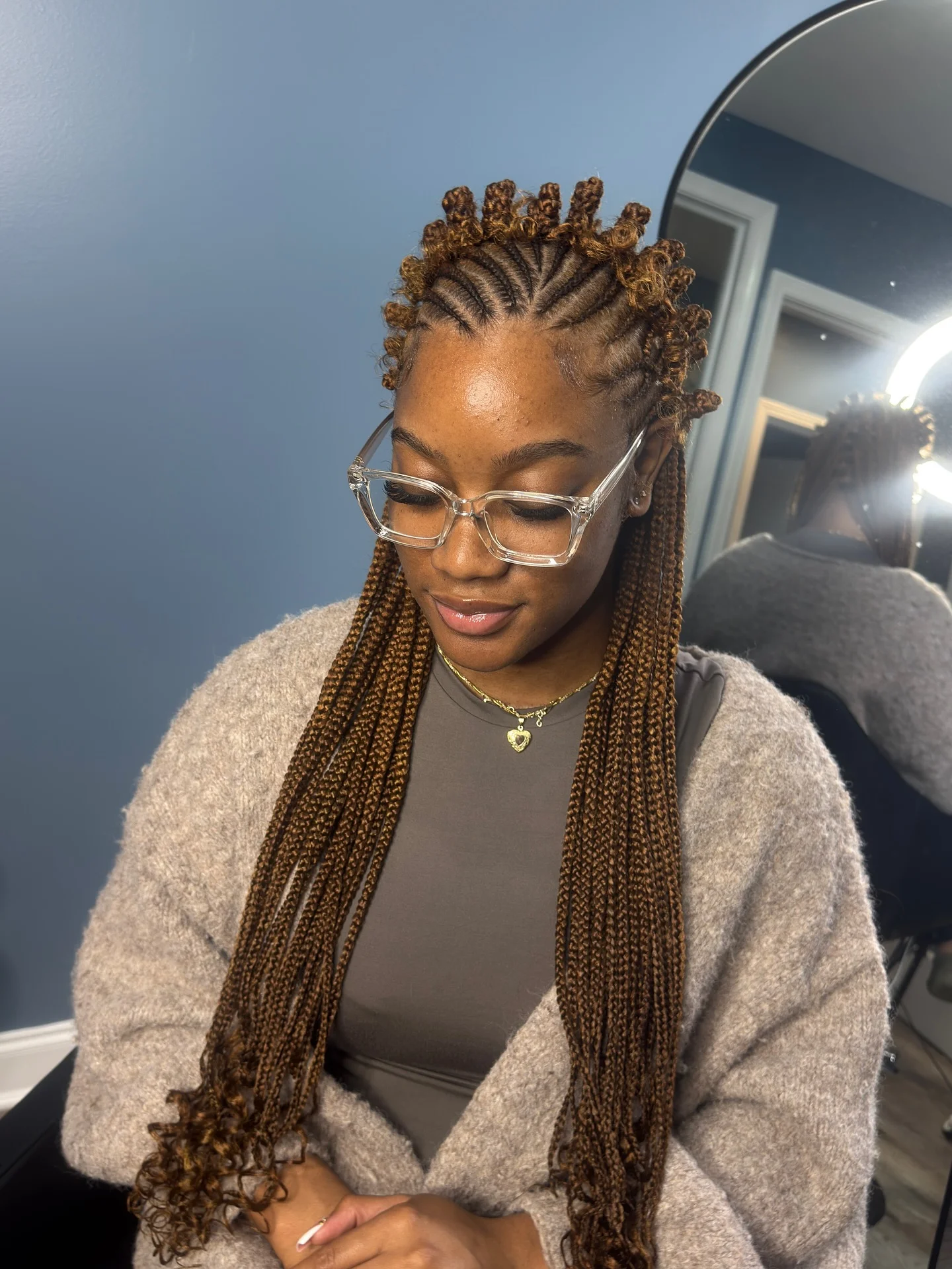 bantu knots hairstyles Micro Braids with Bantu Knot Crown and Curly Ends