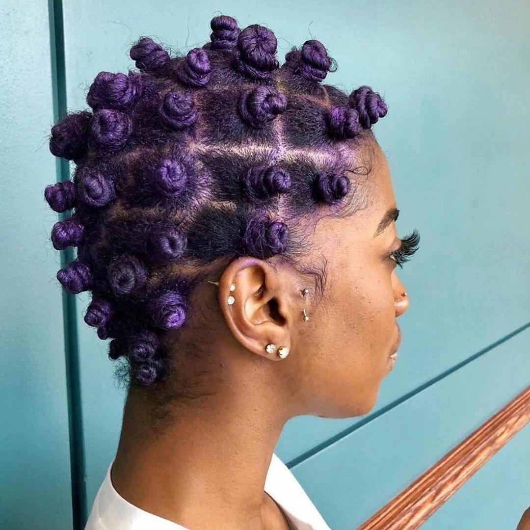 bantu knots hairstyles Deep Violet Bantu Knots with Sculptural Precision