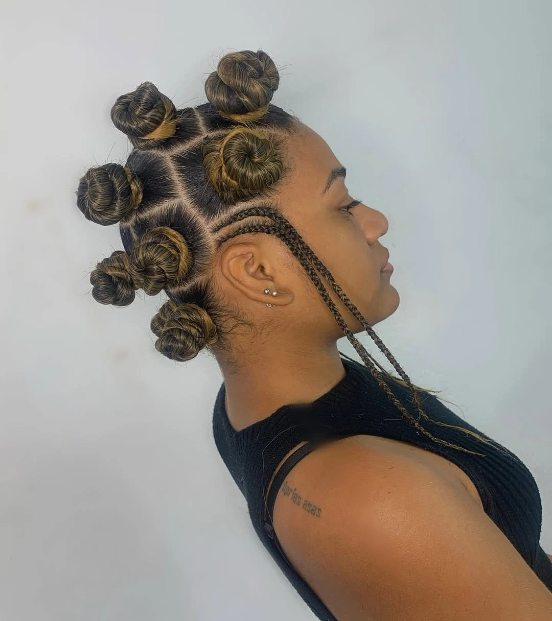 bantu knots hairstyles Honey Brown Bantu Knots with Accent Braids