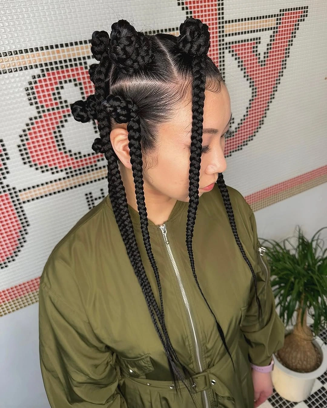 bantu knots hairstyles Architectural Bantu Knots with Long Braided Panels