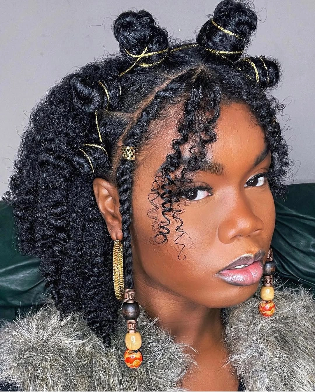 bantu knots hairstyles Half-Up Curly Bantu Knots with Defined Natural Texture