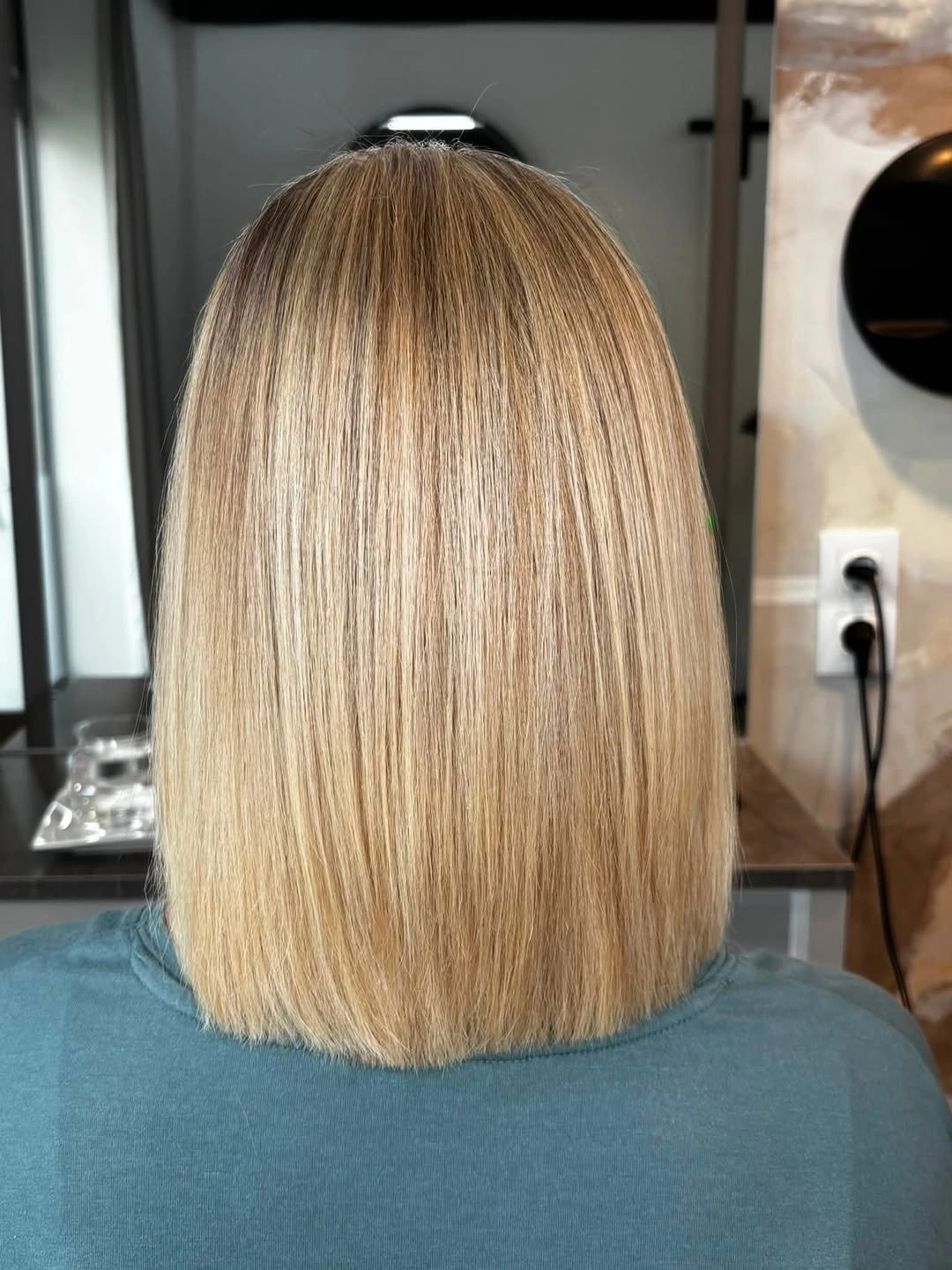 beige blond hair color Precision Blunt Bob in Soft Beige Blonde