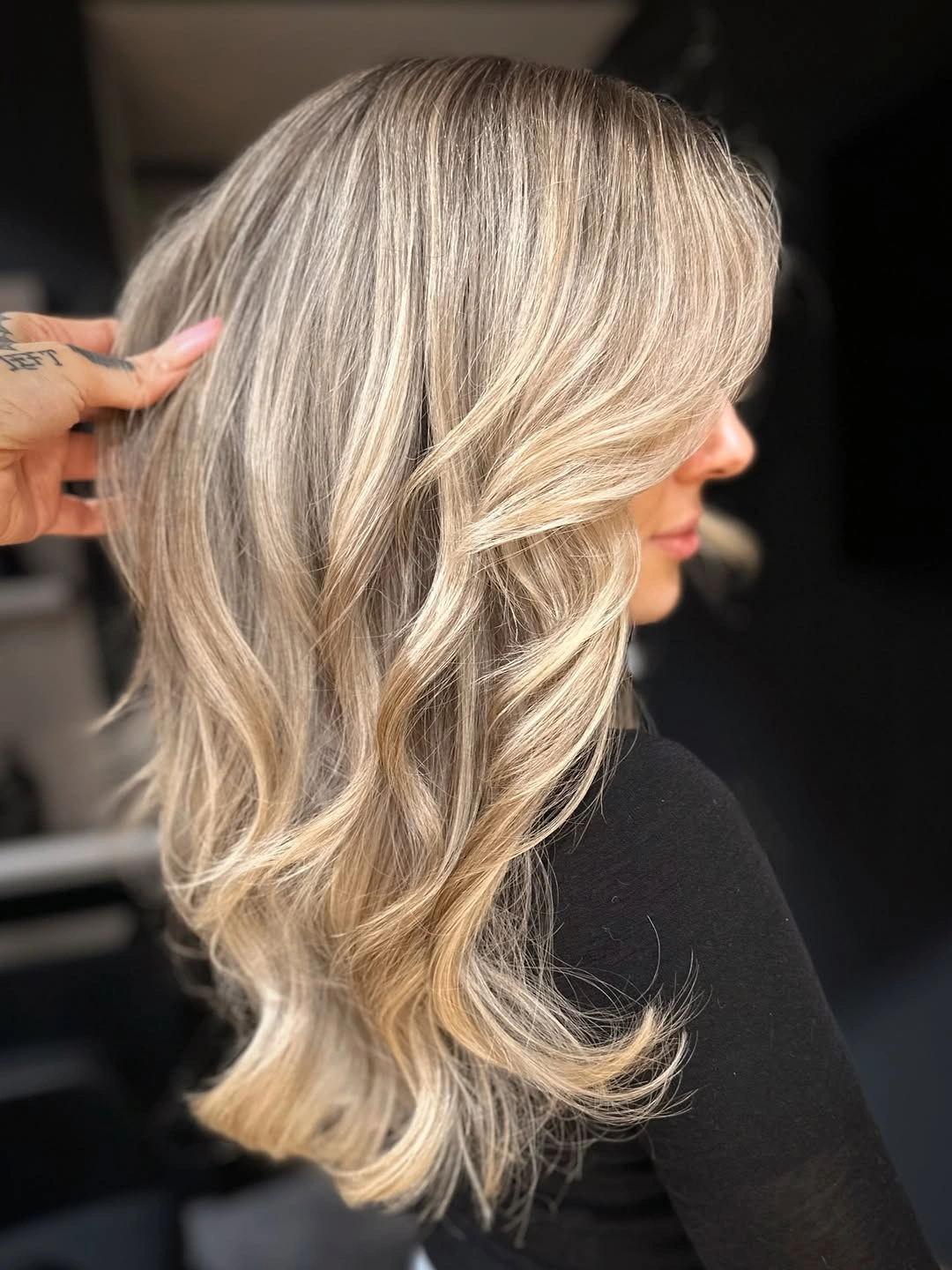 beige blond hair color Cool Beige Blonde Waves with Pearly Dimension