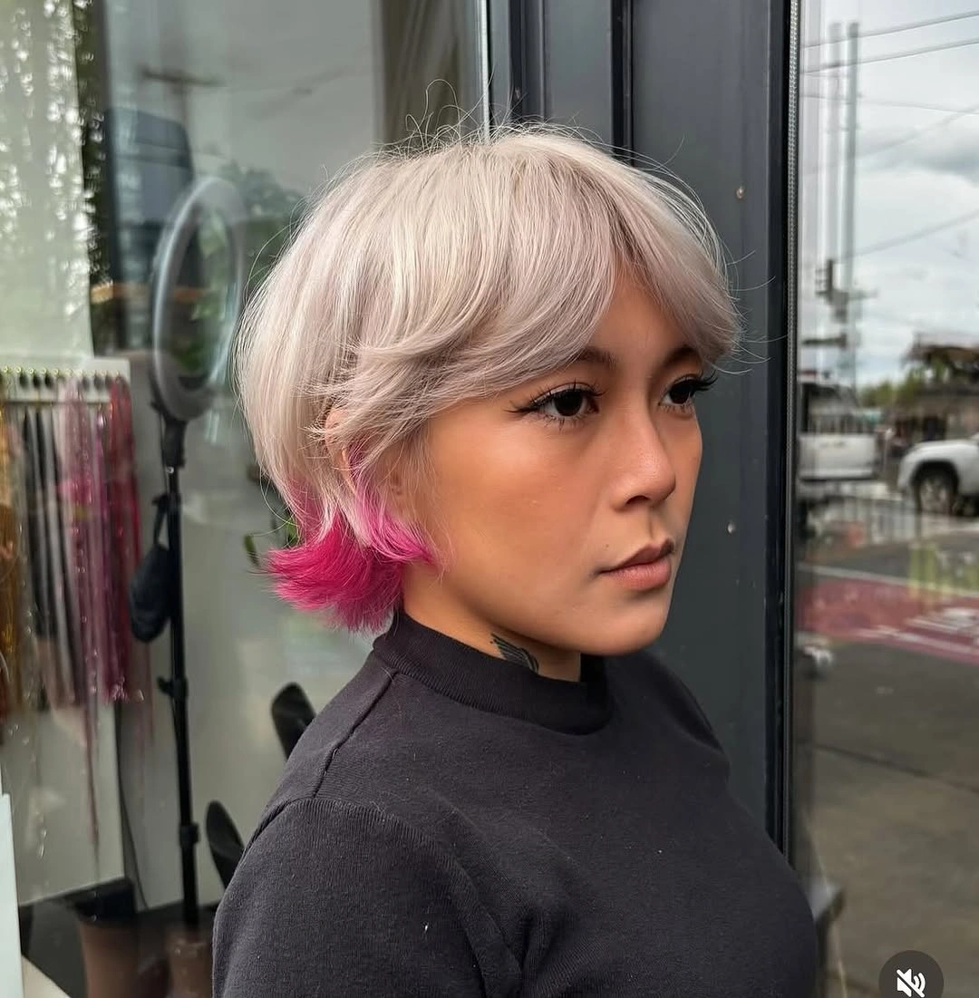 bixie haircut Platinum Bixie With Playful Pink Nape