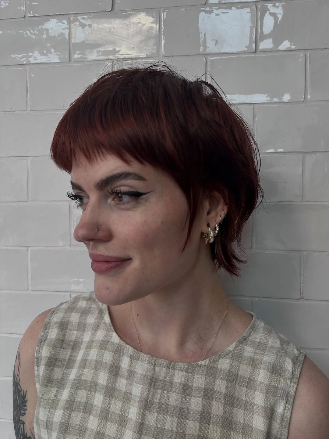 bixie haircut Rich Auburn Bixie With Modern Micro Fringe