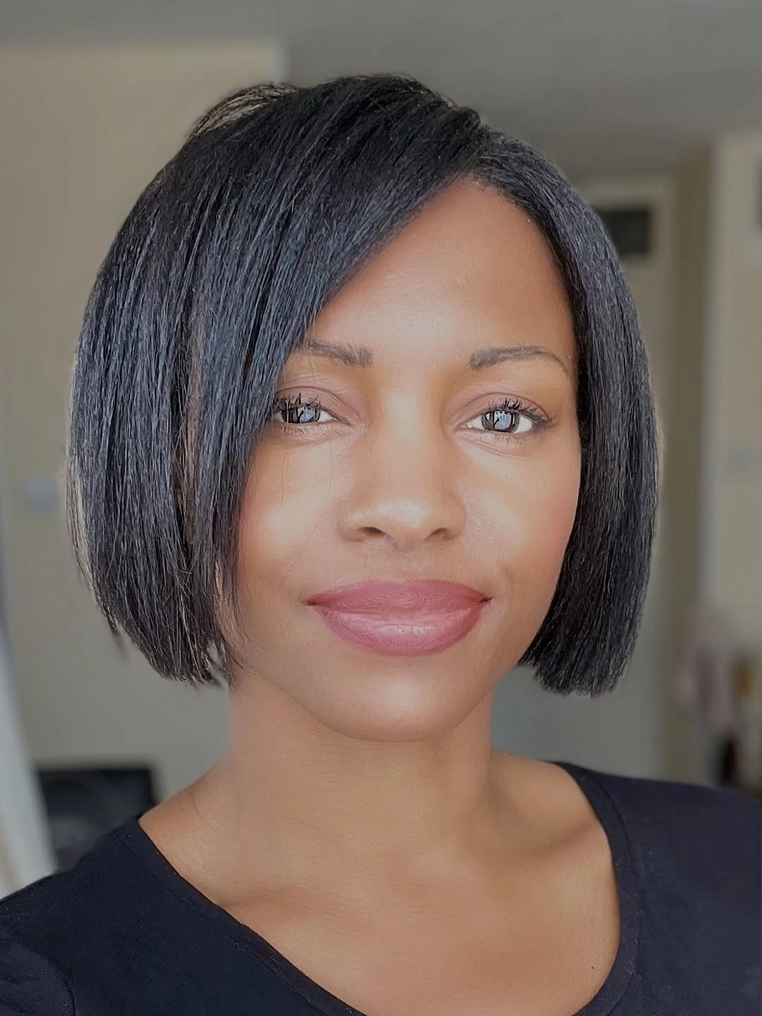 bob hairstyles for black women Classic Side-Part Bob With Straight Texture
