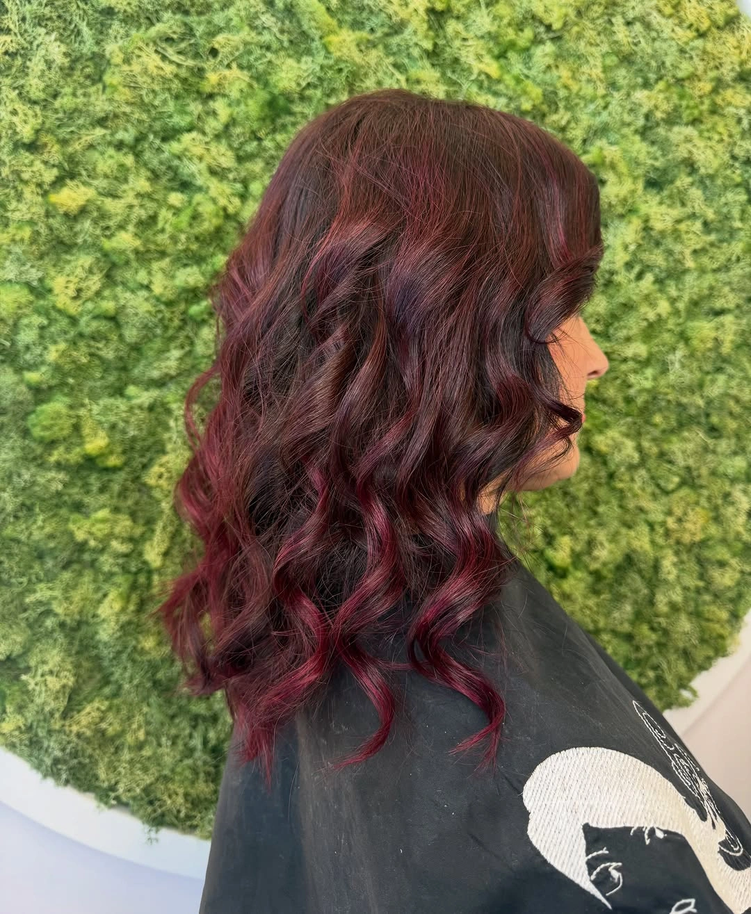 body waves hairstyle Deep Burgundy Waves Full of Rich Dimension