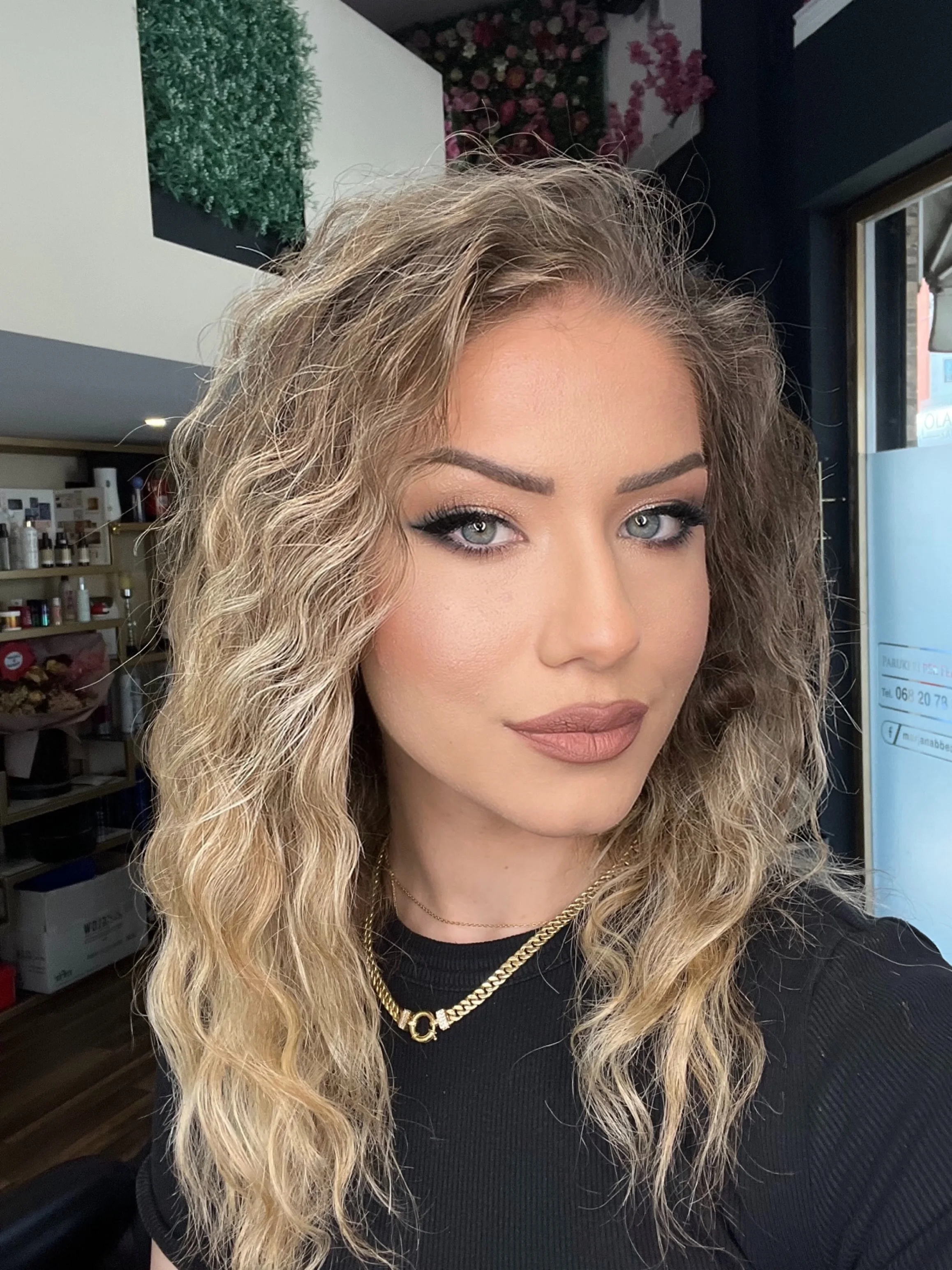 body waves hairstyle Soft Crimped Body Waves with Dimensional Blonde Highlights