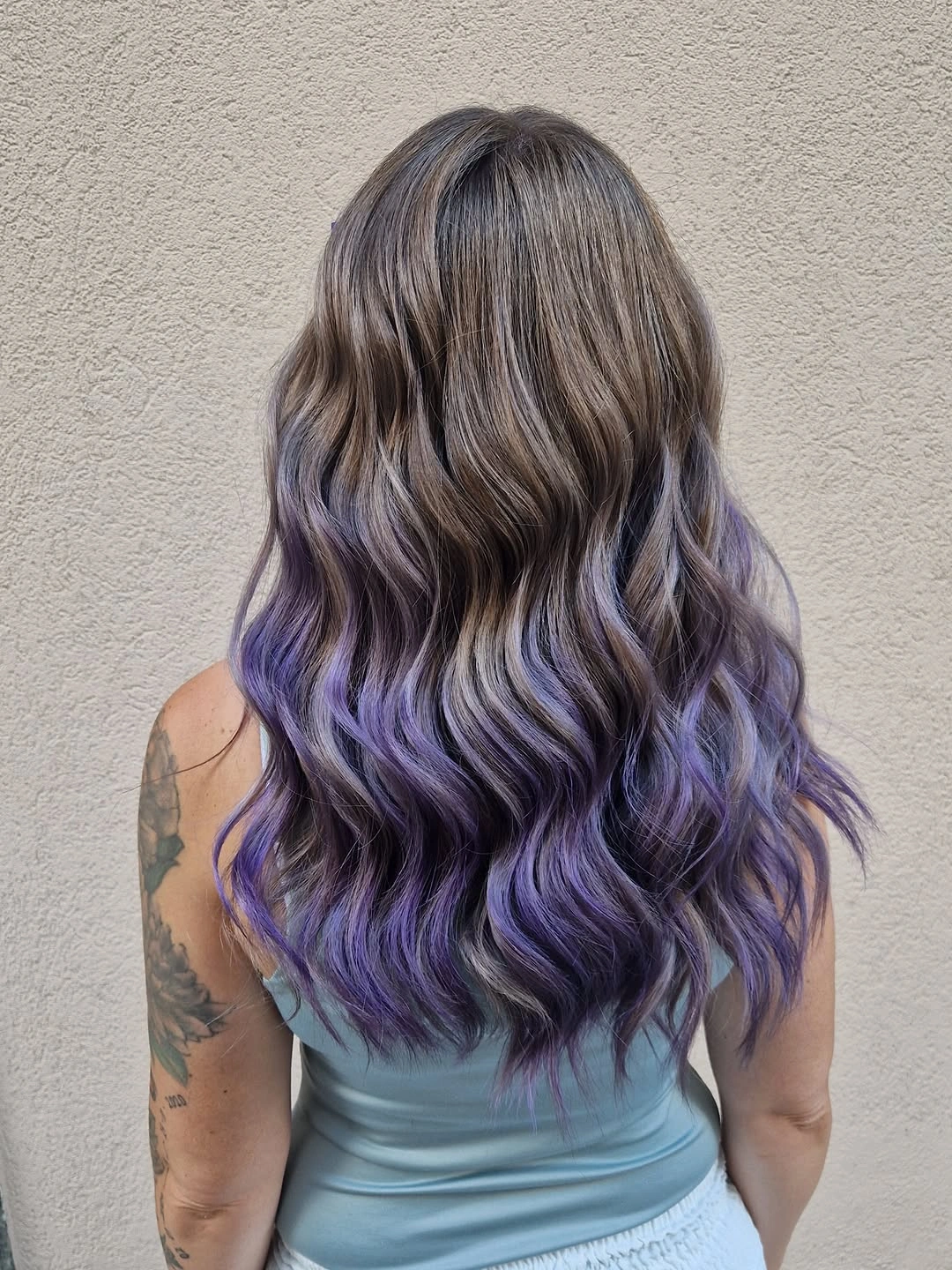 body waves hairstyle Smoky Lavender Waves with Creative Dimension