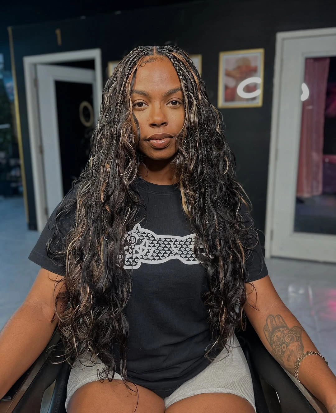 bora bora braids hairstyle Soft Espresso Waves with Delicate Face-Framing Braids