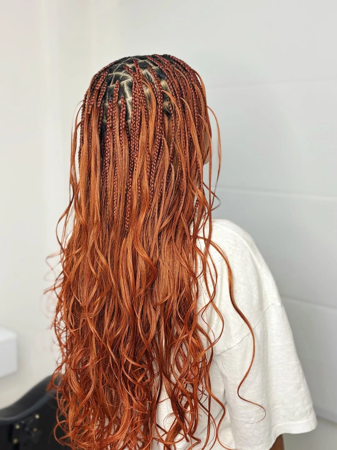 bora bora braids hairstyle Burnished Copper Waves with Fine Braided Definition