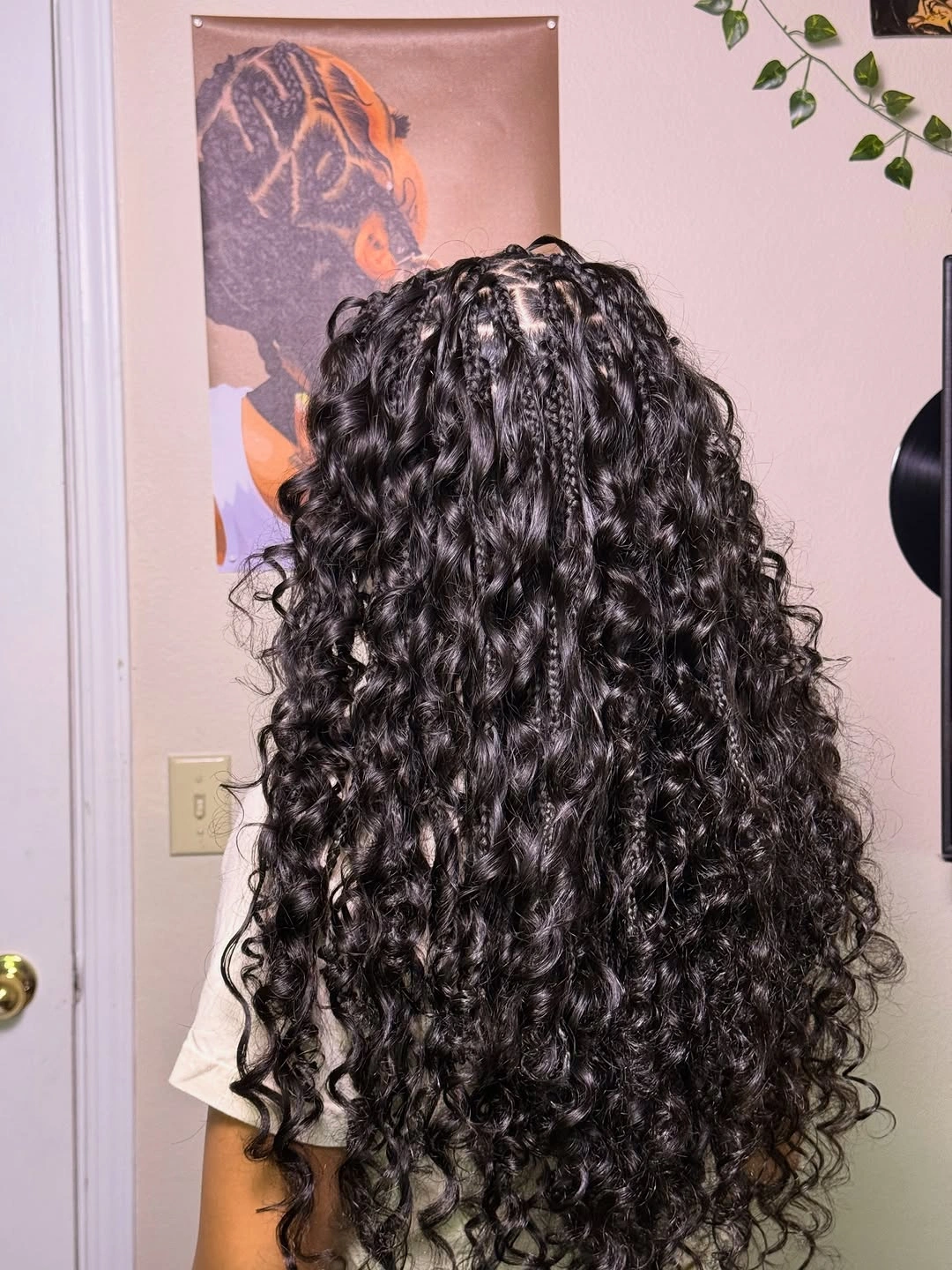 bora bora braids hairstyle Glossy Jet Black Corkscrew Texture