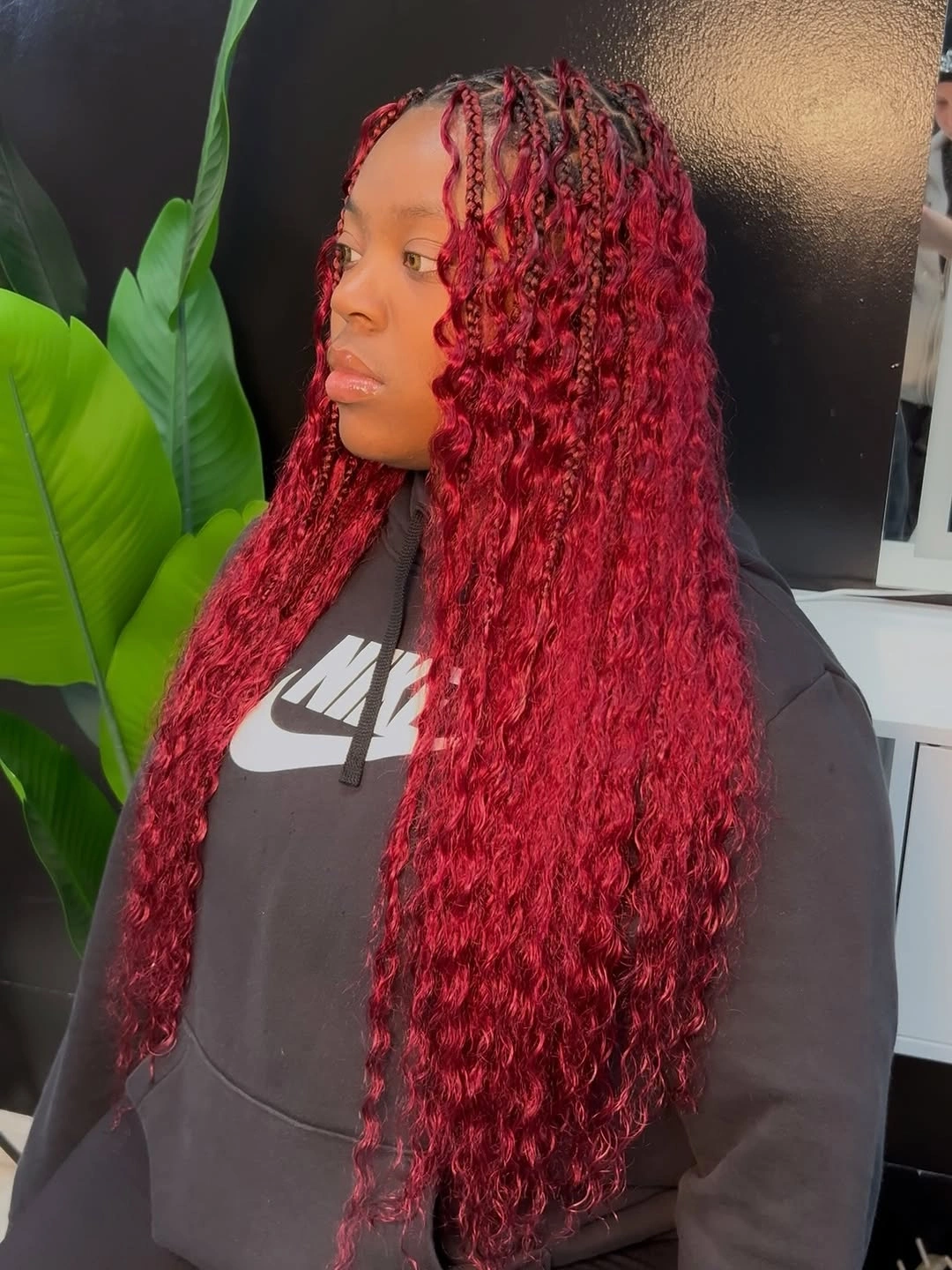 bora bora braids hairstyle Bold Cherry Red Statement Braids