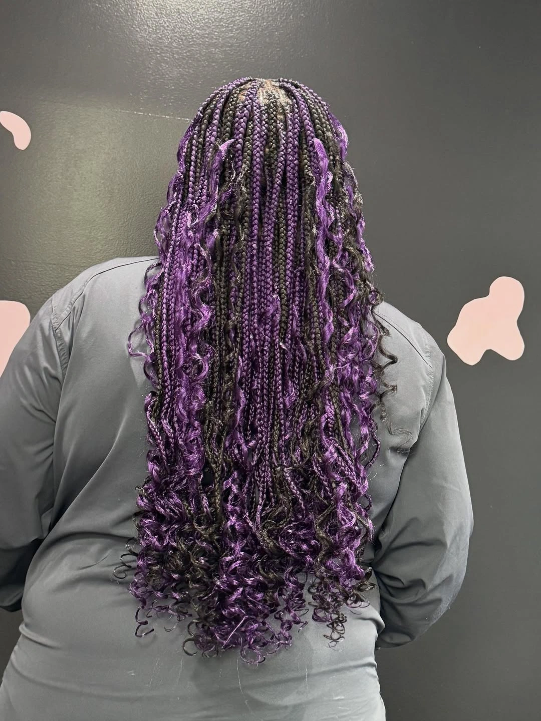 bora bora braids hairstyle Deep Violet Braids with Dramatic Spiral Ends