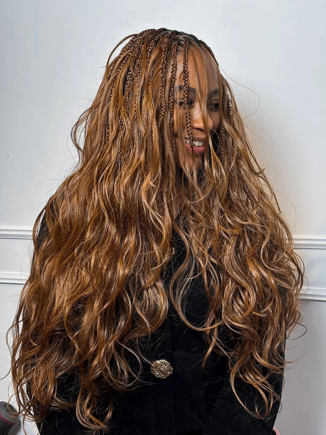 bora bora braids hairstyle Warm Caramel Length with Bohemian Movement