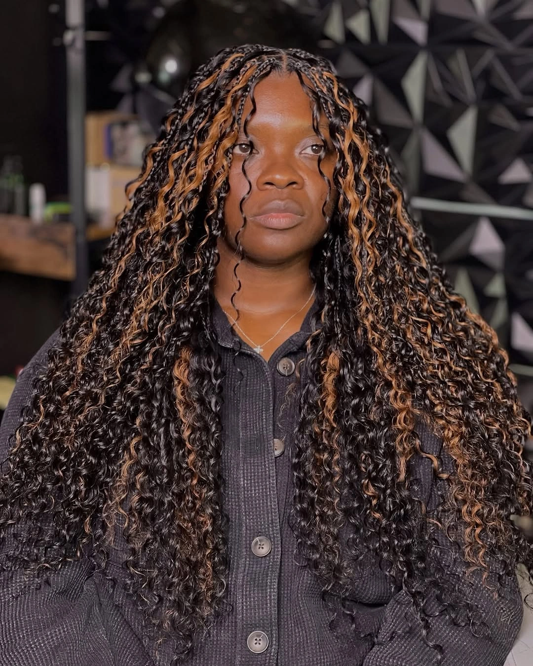 bora bora braids hairstyle Defined Spiral Finish with Face-Framing Highlights