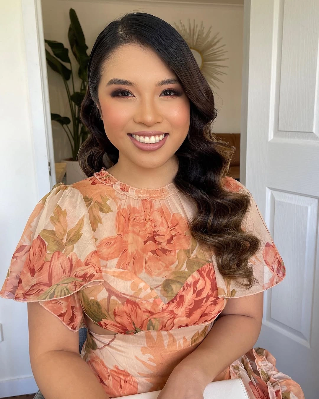 bridesmaid hairstyling Vintage Glam Side Waves with Elegant Shine